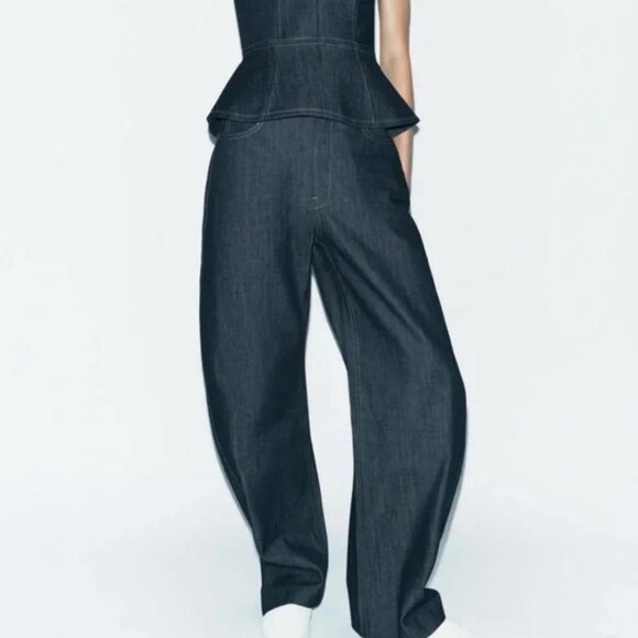 ZARA ZW COLLECTION DENIM PEPLUM BUSTIER - Picture 5 of 7